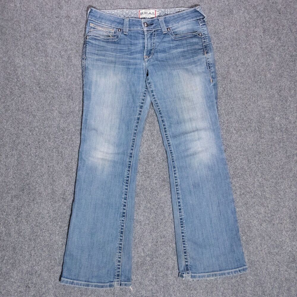 Ariat REAL Whipstitch Mid Rise Boot Cut Blue Jeans Womens 30S Western Ranch Wear